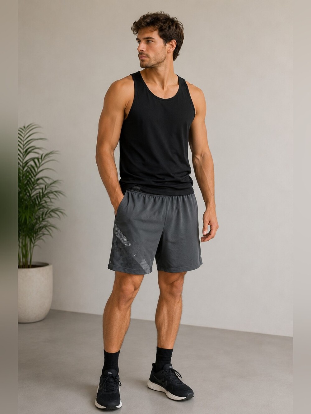 Under Armour Men's Athletic Shorts – Dark Gray with Subtle Pattern